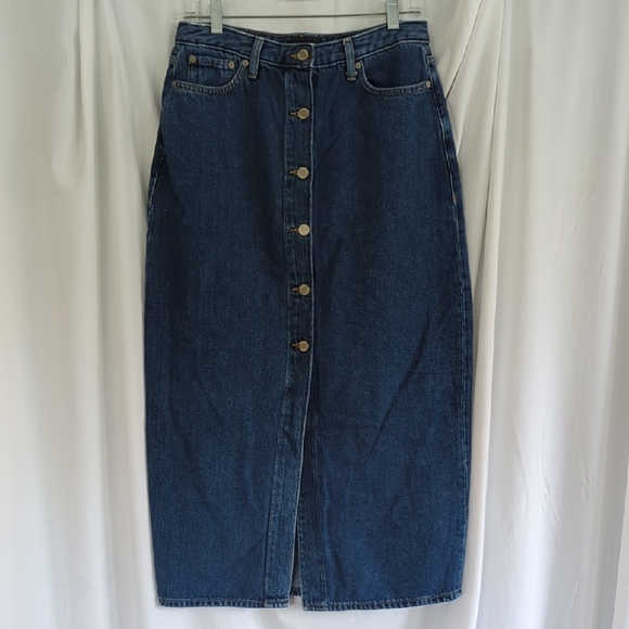 Banana Republic Dresses & Skirts - Banana Republic Blue Denim Midi Jean Skirt with Contrast Topstitching
